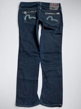 Vintage EVISU EU-ED Ultra Low Rise Painted Seagull Straight Jeans